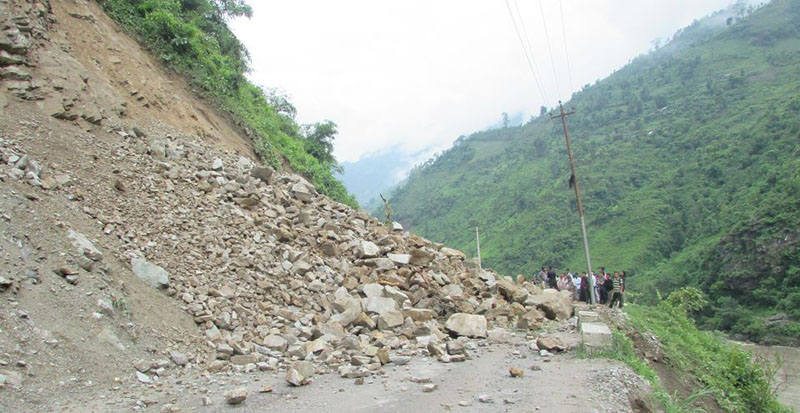 Landslips disrupt traffic along Bensisahar-Chame road section