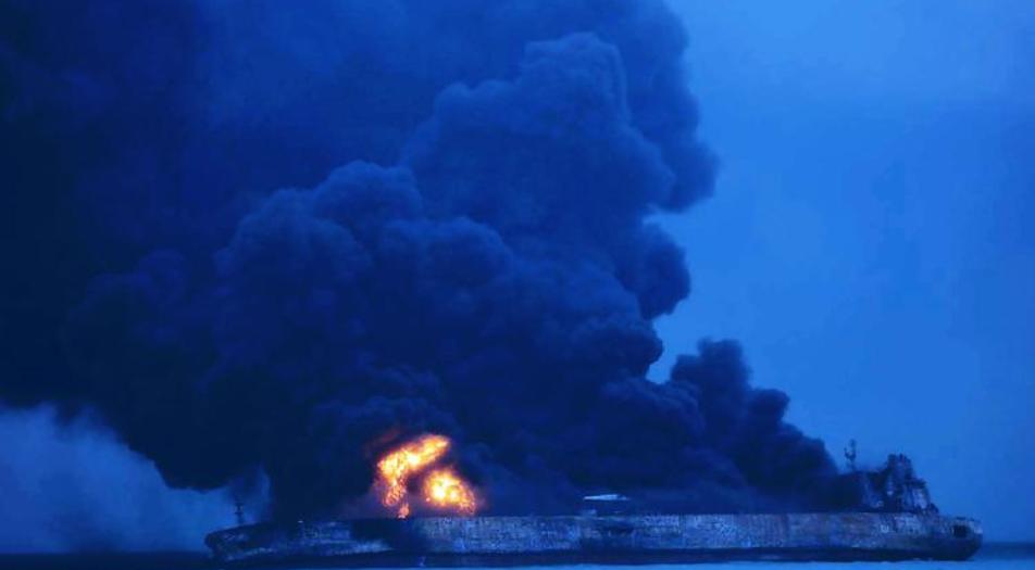 Tanker ablaze, 32 missing after collision off China