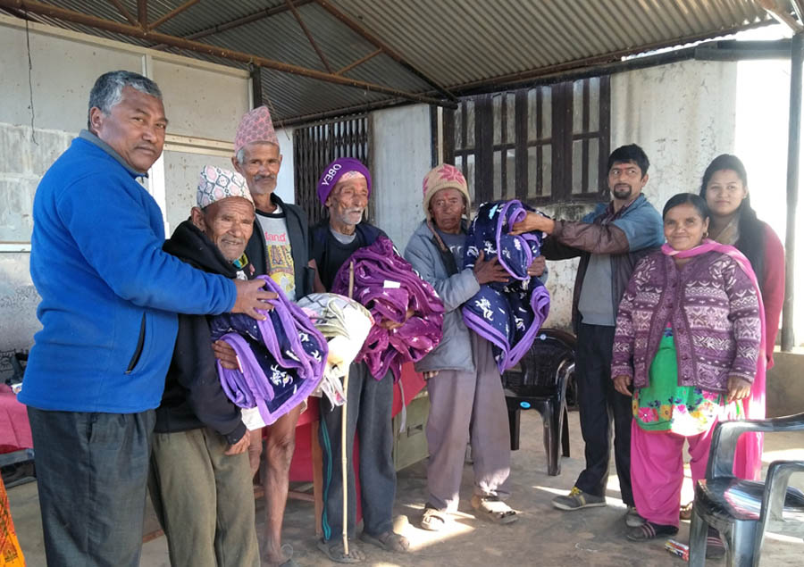 Warm clothes provided to elderly, disabled people of Gorkha