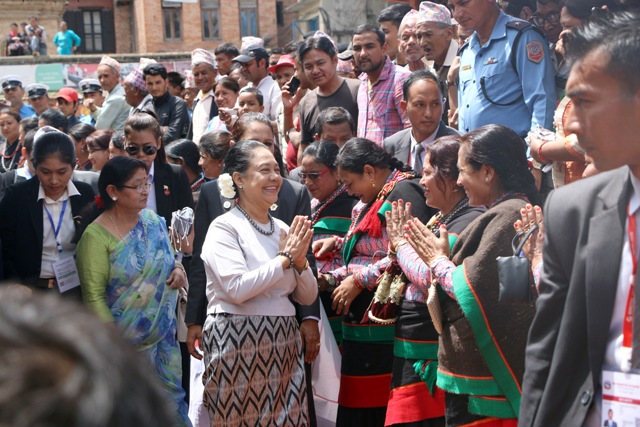 Myanmar's first lady visits Patan Durbar square