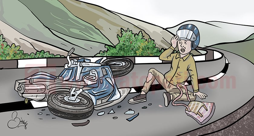 पाल्पामा मोटरसाइकल दुर्घटना : श्रीमानको मृत्यु, श्रीमती घाइते