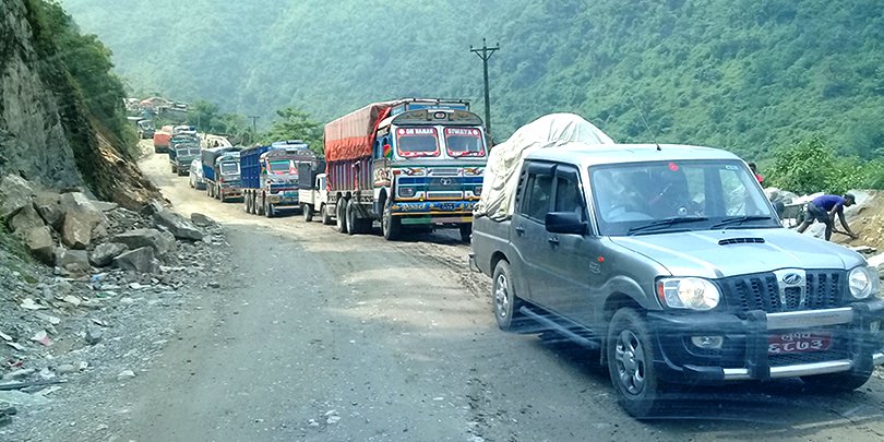 Prithvi Highway caves in, only one-way traffic allowed