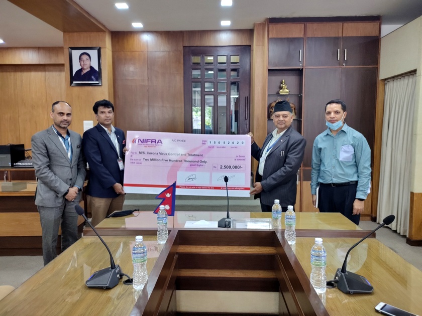 नेपाल इन्फ्रास्ट्रक्चर बैंकको कोरोना कोषमा २५ लाख सहयोग