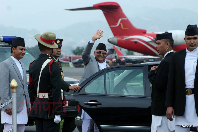 PM Oli leaves for New Delhi