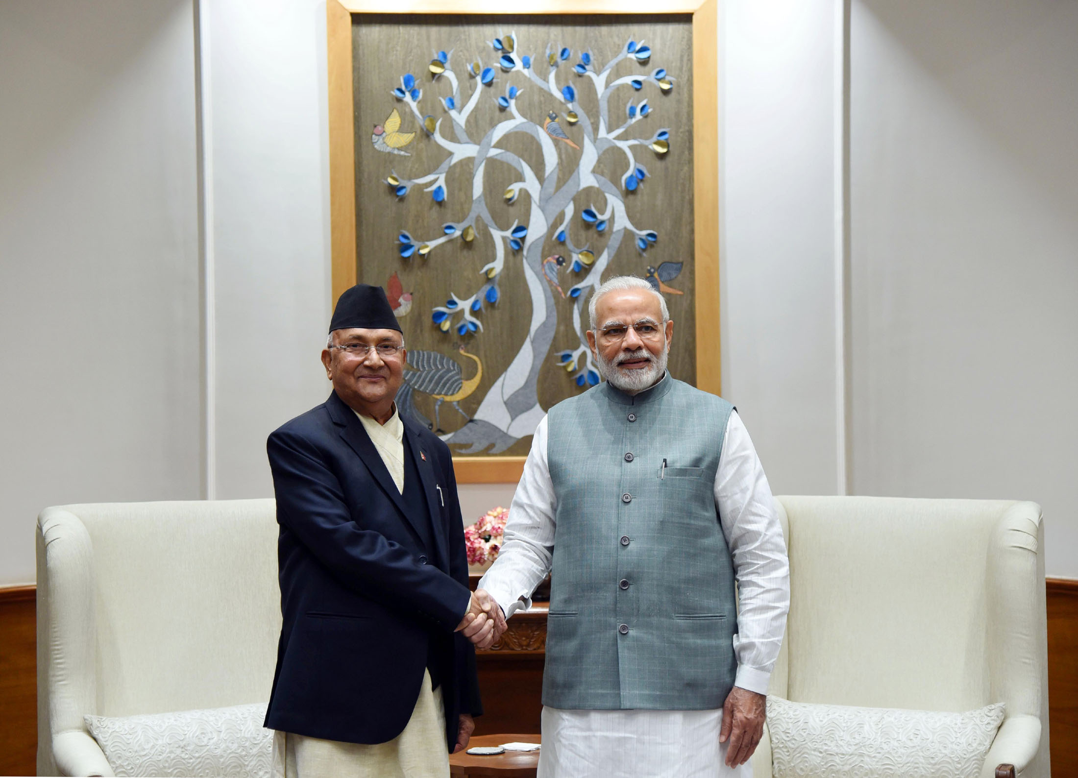 PM Oli and Indian PM Modi exchange New Year's greetings