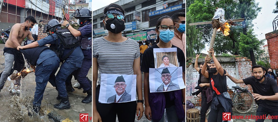 Protest against House dissolution: Effigies of president, prime minister burned (with photos)