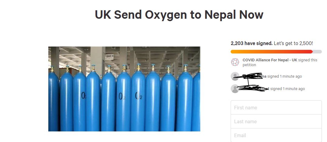 Leading public figures call on UK govt for oxygen for Nepal