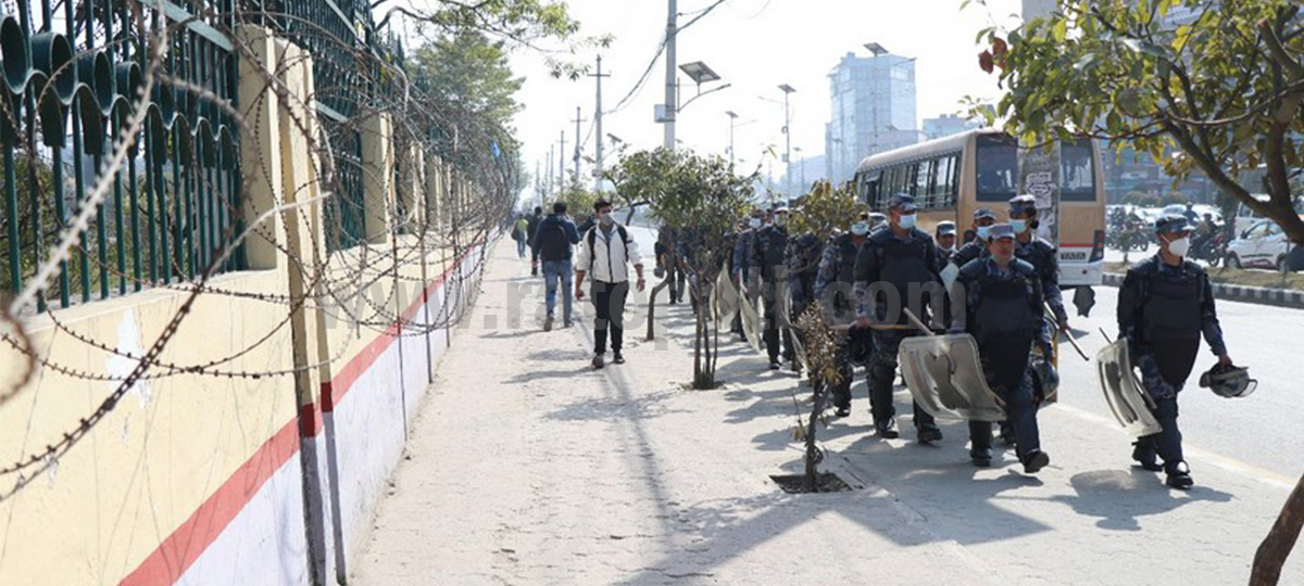 Large number of security personnel deployed in Maitighar-Baneshwar road section