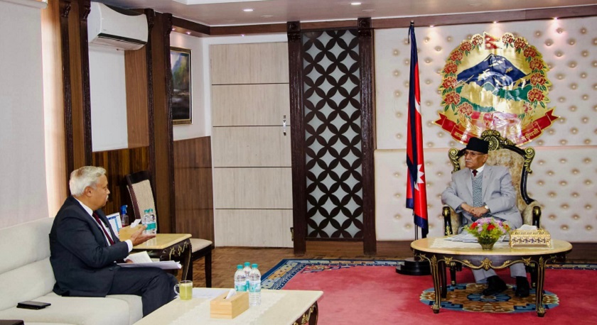 प्रधानमन्त्री प्रचण्डसँग भारतीय राजदूतको भेटवार्ता