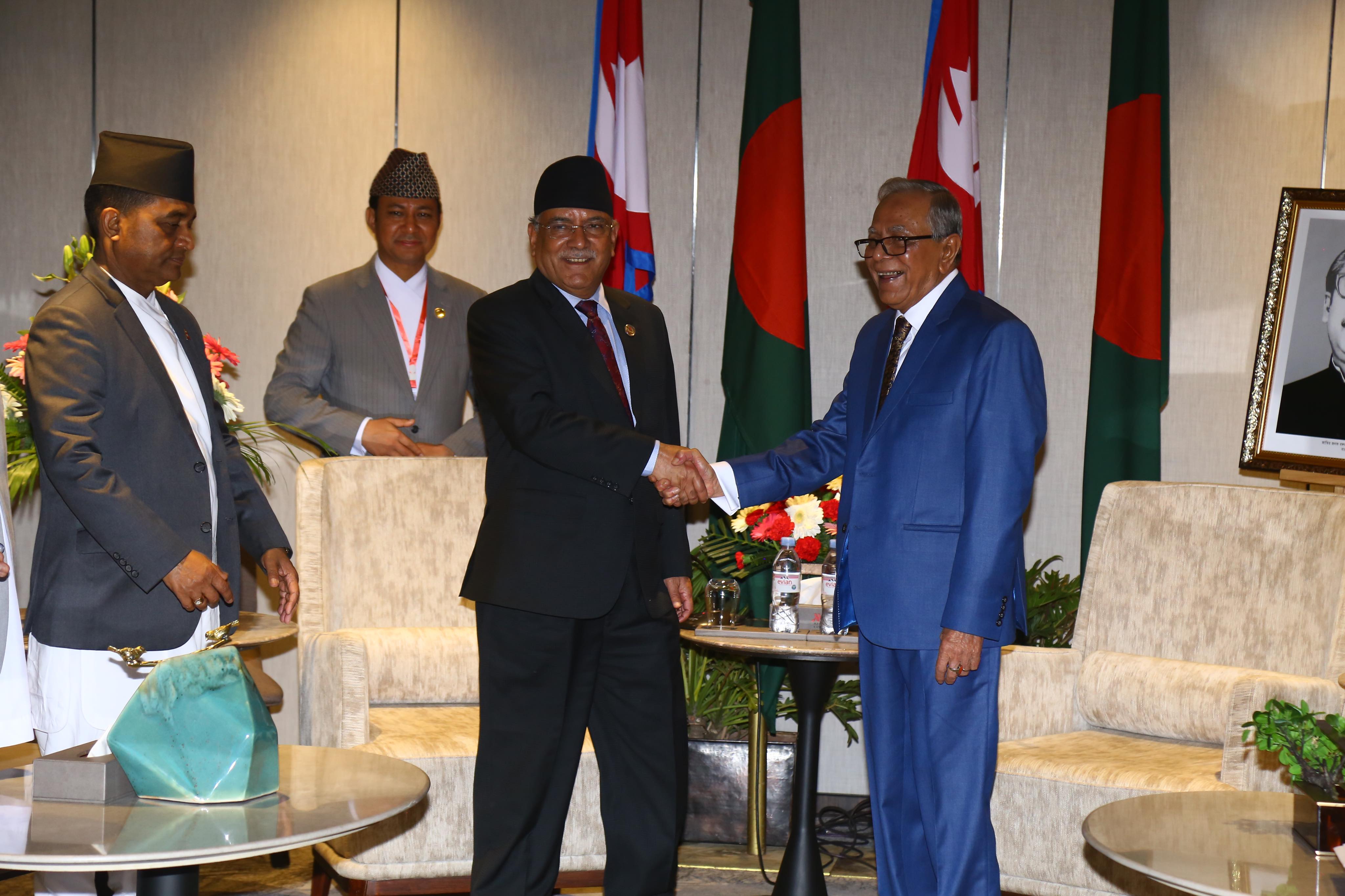 बंगलादेशका राष्ट्रपति र नेकपा अध्यक्ष प्रचण्डबीच भेटवार्ता, शान्तिप्रक्रियामा खेलेको भूमिकाप्रति प्रचण्डको प्रशंसा