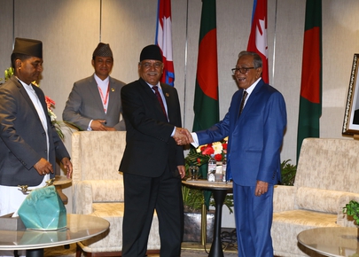 Visiting Bangladeshi President, leader Dahal meet