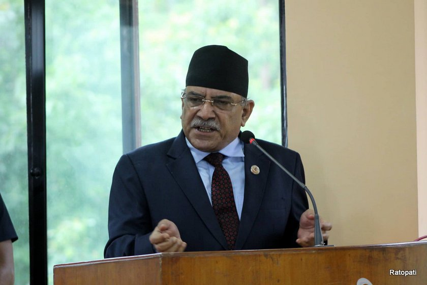 Chair Dahal inspects under -construction Gautam Buddha Int'l cricket Stadium