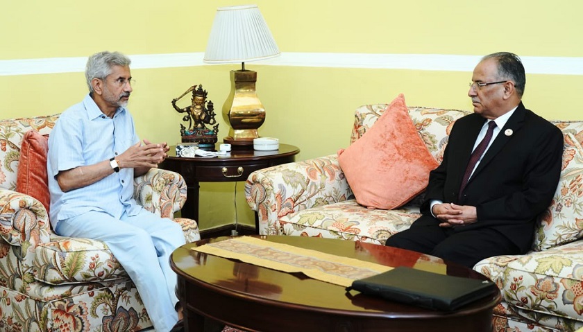 माओवादी अध्यक्ष प्रचण्ड र भारतीय विदेशमन्त्री जयशंकरबीच भेटघाट