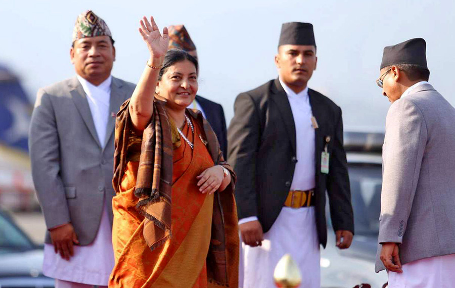 President Bhandari returns home