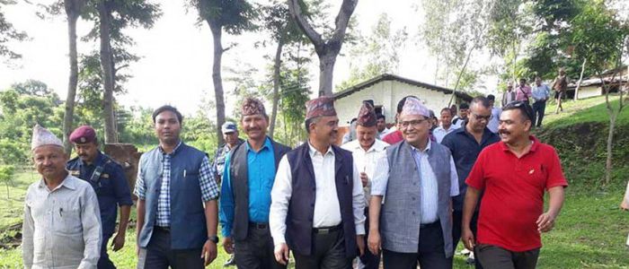 Speaker Mahara inspects Dang barrack of then Maoist rebels