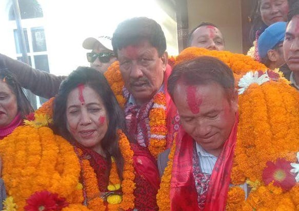 काठमाडौं १० बाट ह्याट्रिक गरेका राजेन्द्रकुमार केसीलाई ५१ केजीको मालाद्वारा स्वागत
