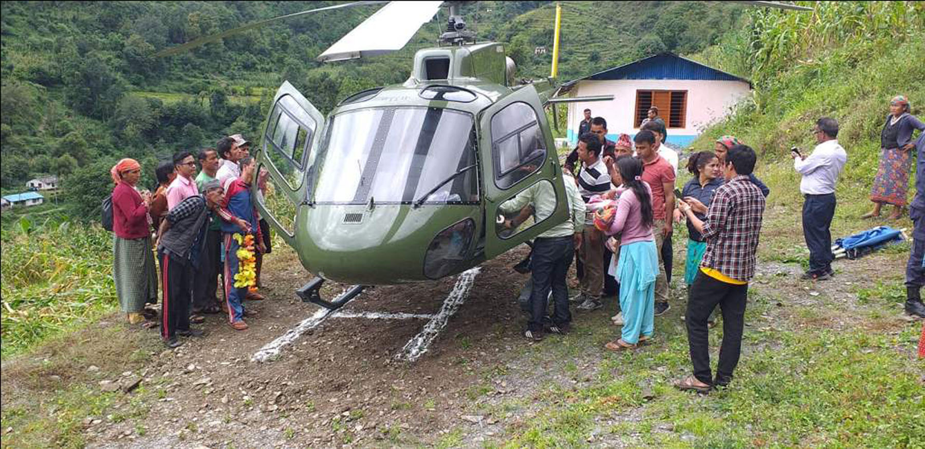 New mother airlifted to safety