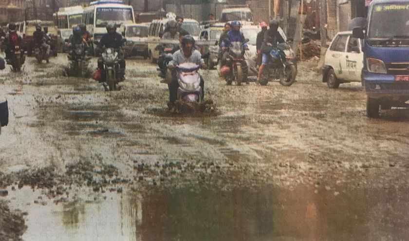   काठमाडौं उपत्यकाका मुख्य सडकभरि खाल्टैखाल्टा