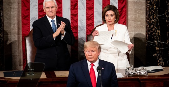 Pelosi rips up Trump speech. Right there on the podium.