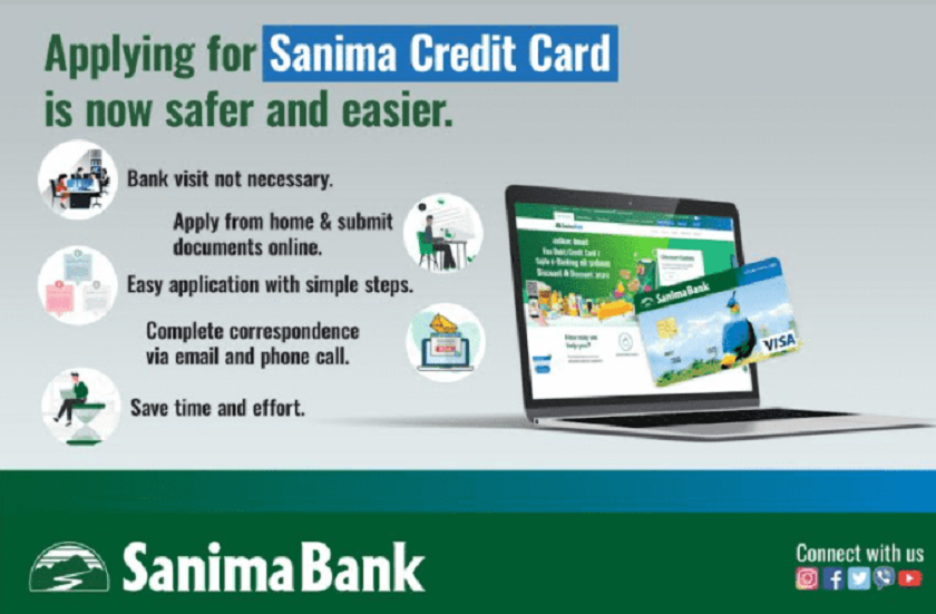 सानिमा बैंकको क्रेडिट कार्डका लागि अनलाईनबाटै आवेदन दिन मिल्ने