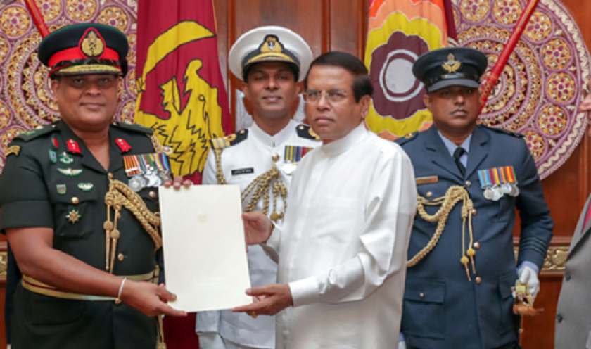 श्रीलङ्काका राष्ट्रपतिद्धारा नयाँ सेनापति नियुक्त