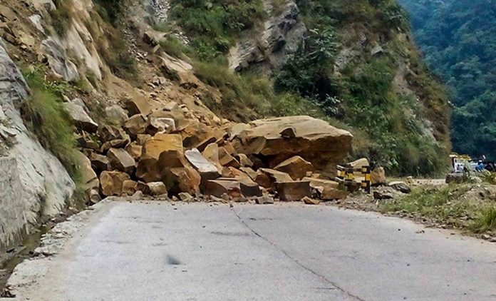 Mudslide obstructs Pasang Lhamu Highway