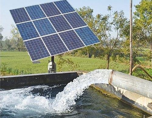 Solar power used for pumping up water from river to village