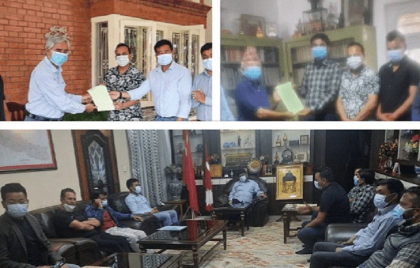देउवा, प्रचण्ड र माधव नेपाललाई ५ विद्यार्थी संगठनले बुझाए ज्ञापनपत्र