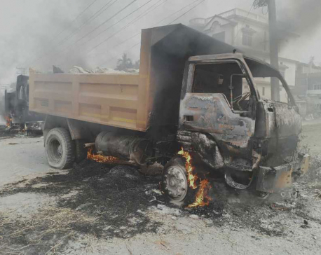 Moving truck engulfed in fire