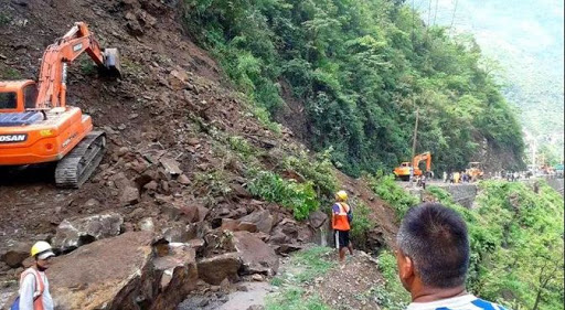 One missing, four vehicles buried in landslide along Tribhuvan Highway