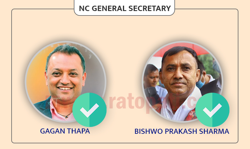Thapa, Sharma elected as NC's general secretaries