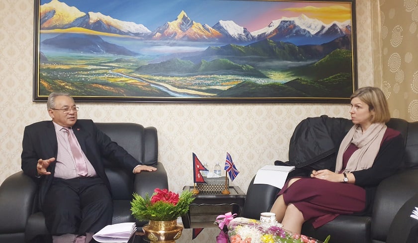 Home Minister Thapa and British Ambassador Pollitt meet