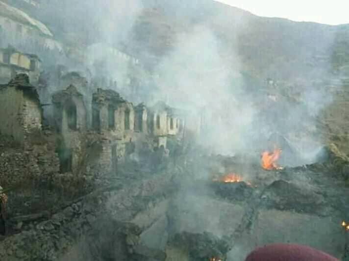 कालीकोट आगलागी अपडेटः  ८७ घर जलेर नष्ट, ७ जना घाइते