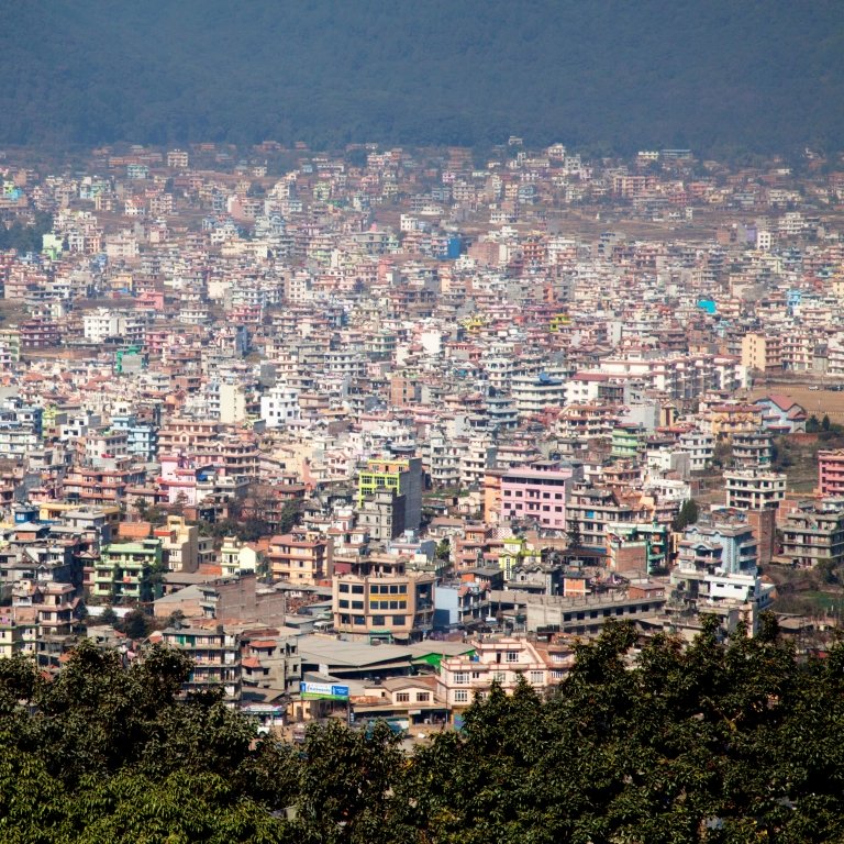 People leaving Kathmandu valley by foot