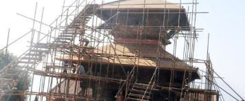 Installation of gold-corrugated roof at Bharaibidevi temple begins