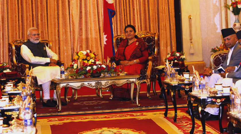 राष्ट्रपति भण्डारीसँग भारतीय प्रधानमन्त्री मोदीको भेटवार्ता