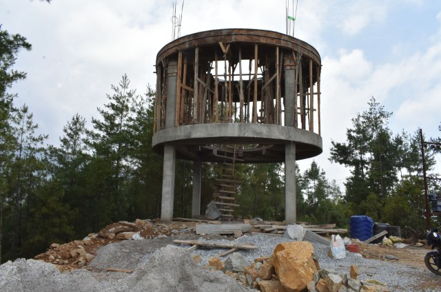 View tower being constructed in Keshpokhari in Baglung