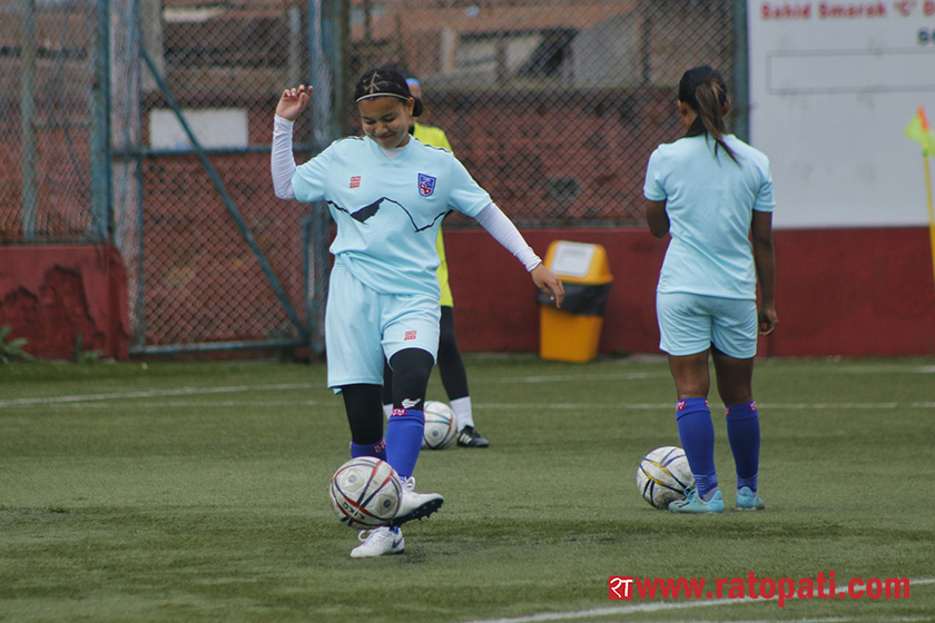 लक्ष्य एसियन कप छनोट, तस्बिरमा हेर्नुहाेस् महिला फुटबल टोलीको प्रशिक्षण
