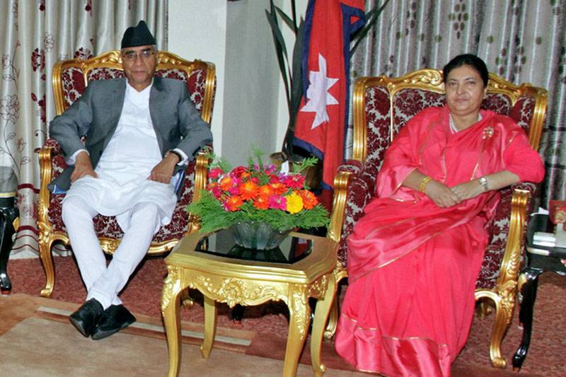 PM Deuba pays courtesy call on President Bhandari