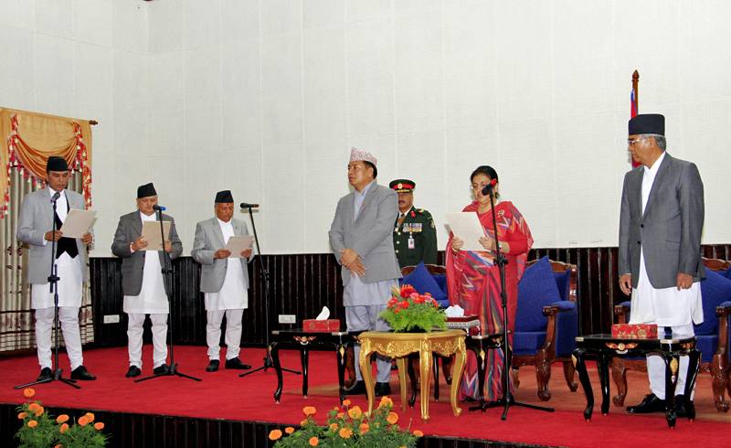 President Bhandari administers oath of office and secrecy to three new ministers